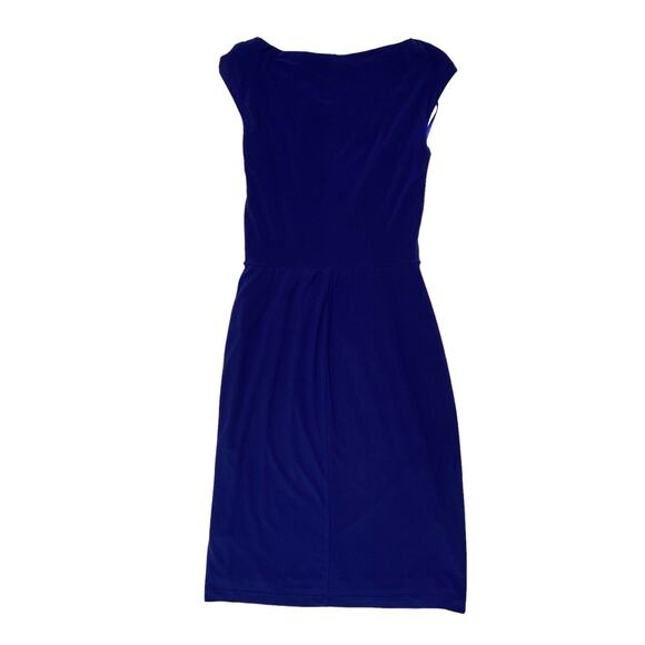 LAUREN RALPH LAUREN Royal Blue Twist Front Sleeveless Stretch Midi Dress Size 2 - Picture 2 of 8